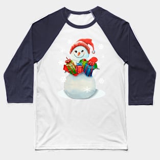 Snowman With Gifts Baseball T-Shirt